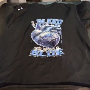 Black T-Shirt with Silver and Blue Graphic I BLEED SILVER & BLUE LIONS